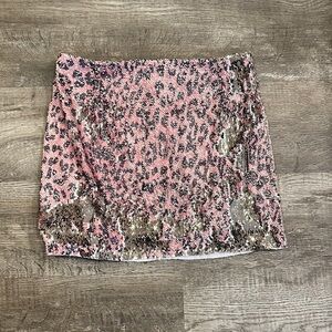 Free People Sequin Leopard Print Mini Skirt Size‎ 8